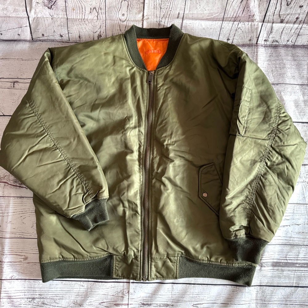 Northern Explosion NXP Reversible‎ Green & Orange Bomber Jacket Coat Sz L